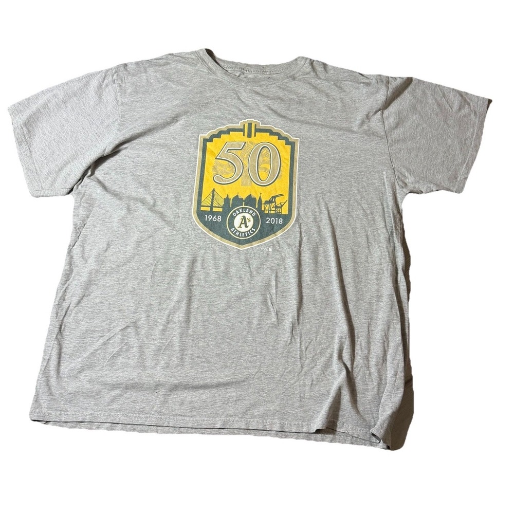 Oakland Athletics 50th Anniversary T Shirt 2XL Gray 2018 MLB Oakland A's